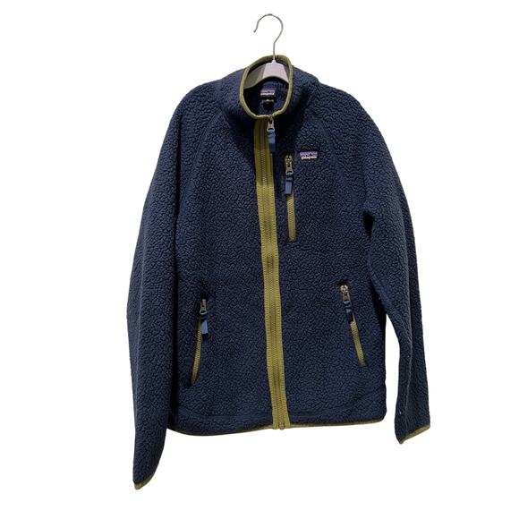 Patagonia Kids Retro Pile Fleece Jacket Size XL Navy Blue